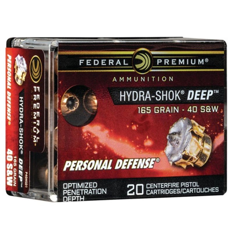 Federal Hydra-Shok Deep .40 S&amp;W Ammunition 20 Rounds 165 Grain