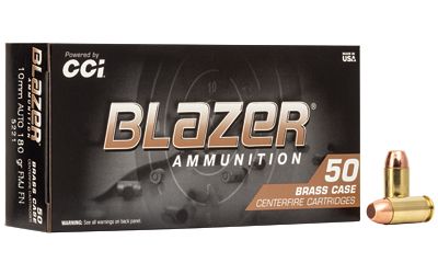 CCI Blazer Brass 10mm 180 gr FMJ Flat Nose – 50 rd