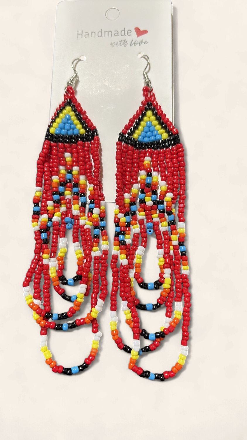 Earrings Tribal Red
