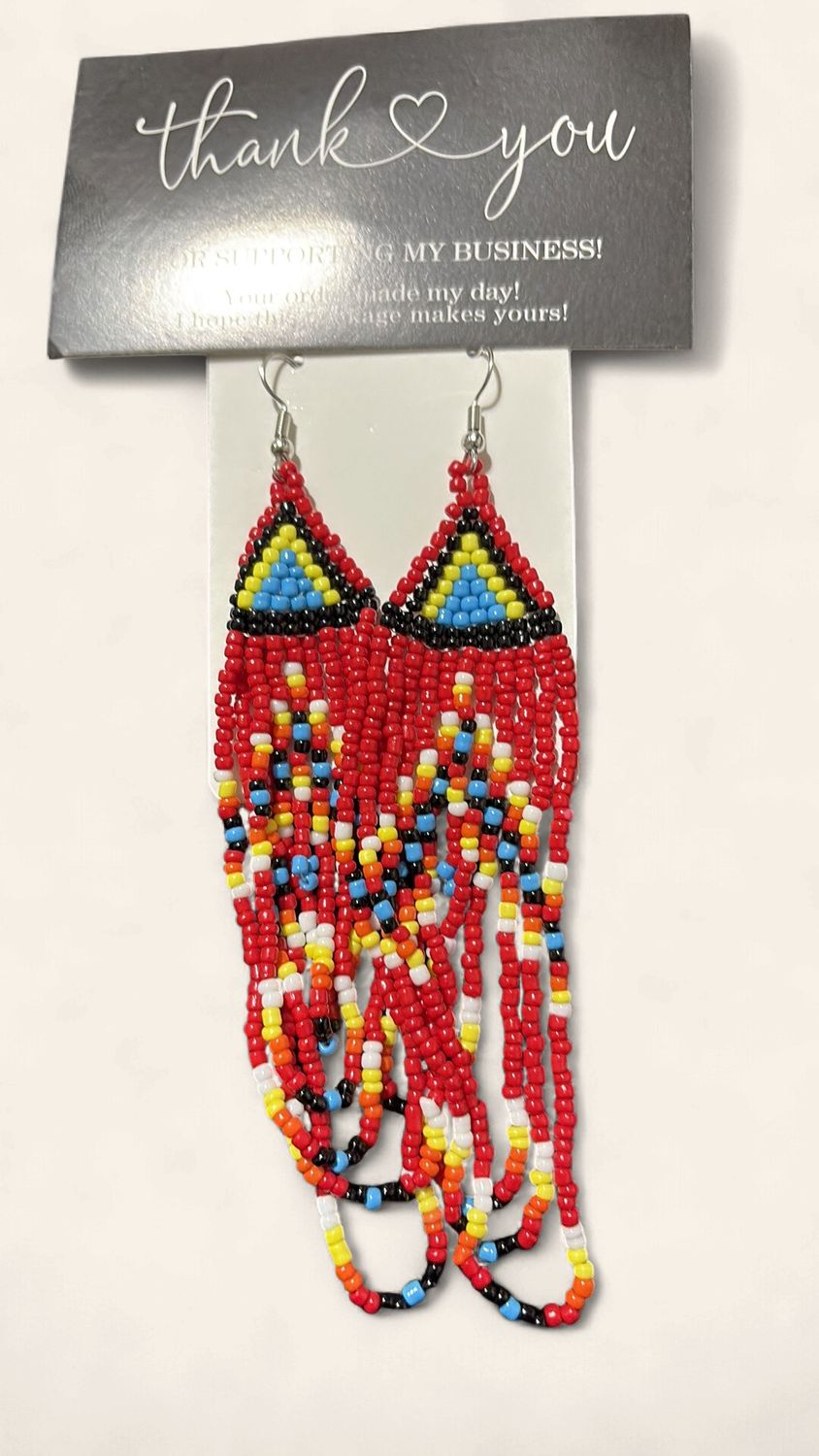 Earrings Tribal Red