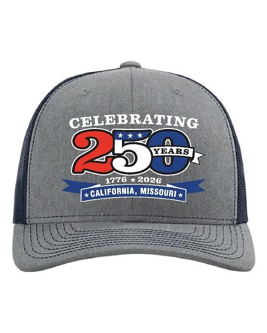 Richardson Snapback Trucker Cap - Heather Grey w/Navy Mesh