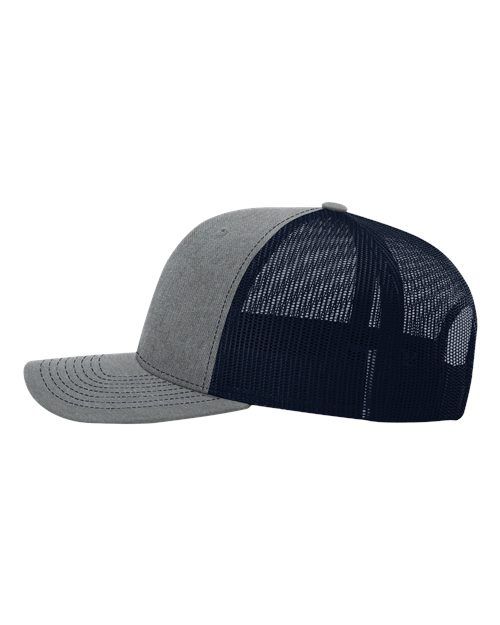 Richardson Snapback Trucker Cap - Heather Grey w/Navy Mesh