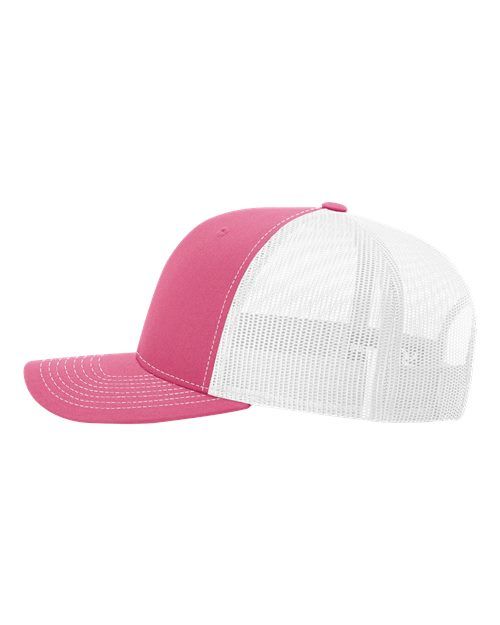 Richardson Snapback Trucker Cap - Hot Pink w/White Mesh
