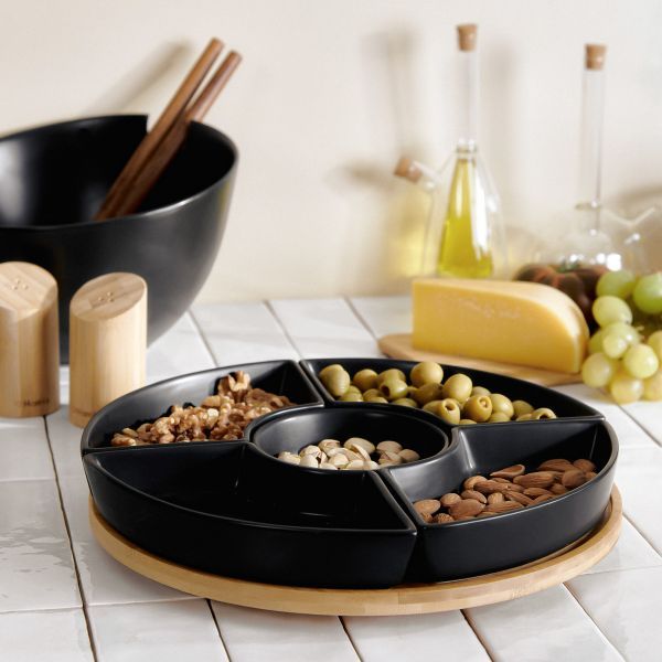 Półmisek FINCAN z czarnymi miseczkami i obrotową tacą 30 cm