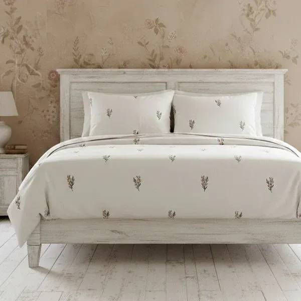 Pościel FLORAL DREAM z pranej bawełny z haftem w kwiatki 160x200 + 2*50x60 cm