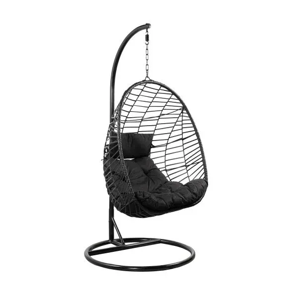 Huśtawka SOLEI czarna z czarną poduszką 95x95x195 cm