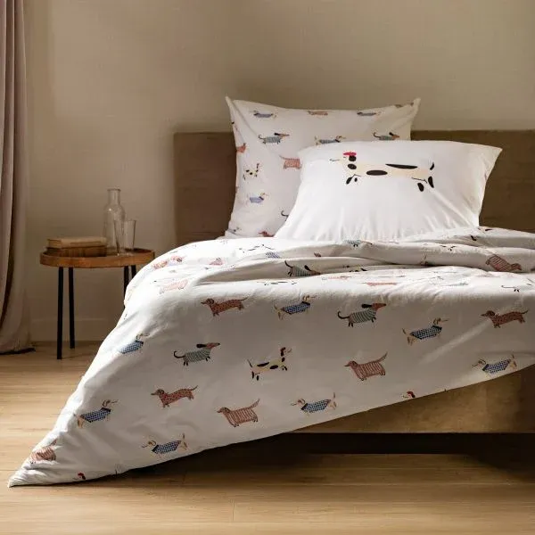 Pościel TECKEL bawełniana w jamniki 140x200cm + 1 x 70x80cm