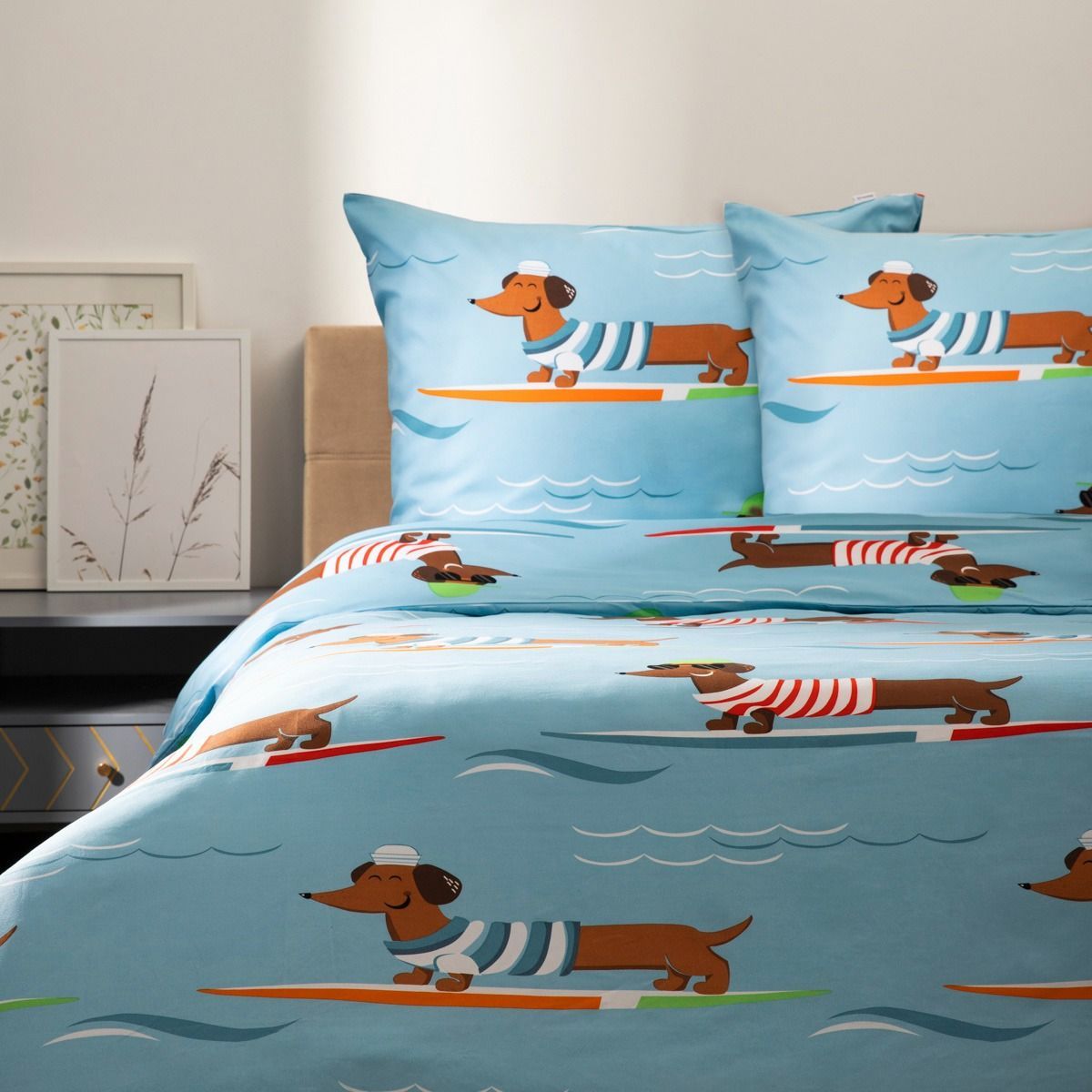 Pościel LONGO z mikrofibry w jamniki 160x200 + 2*70x80 cm