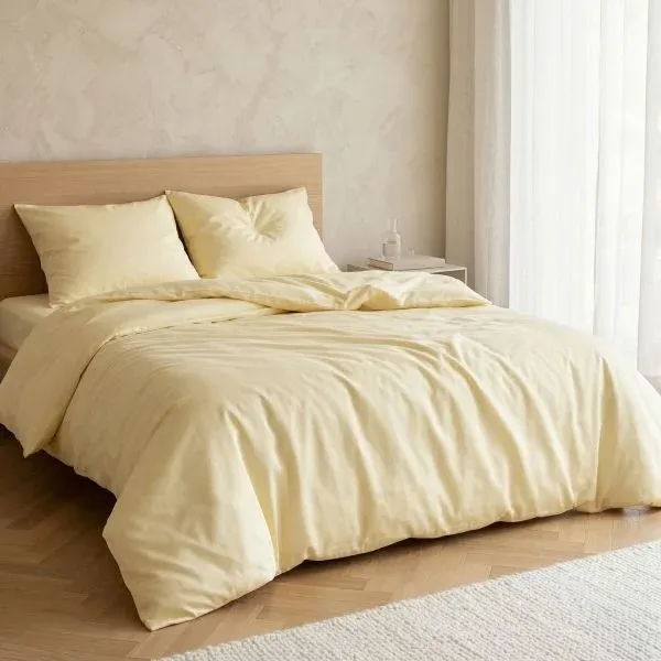 Pościel AVELIA satynowa z domieszką wiskozy żółta 220x200 + 2*70x80 cm
