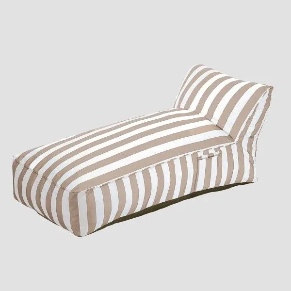 Leżanka MARIS w biało-beżowe paski 70x150x65 cm