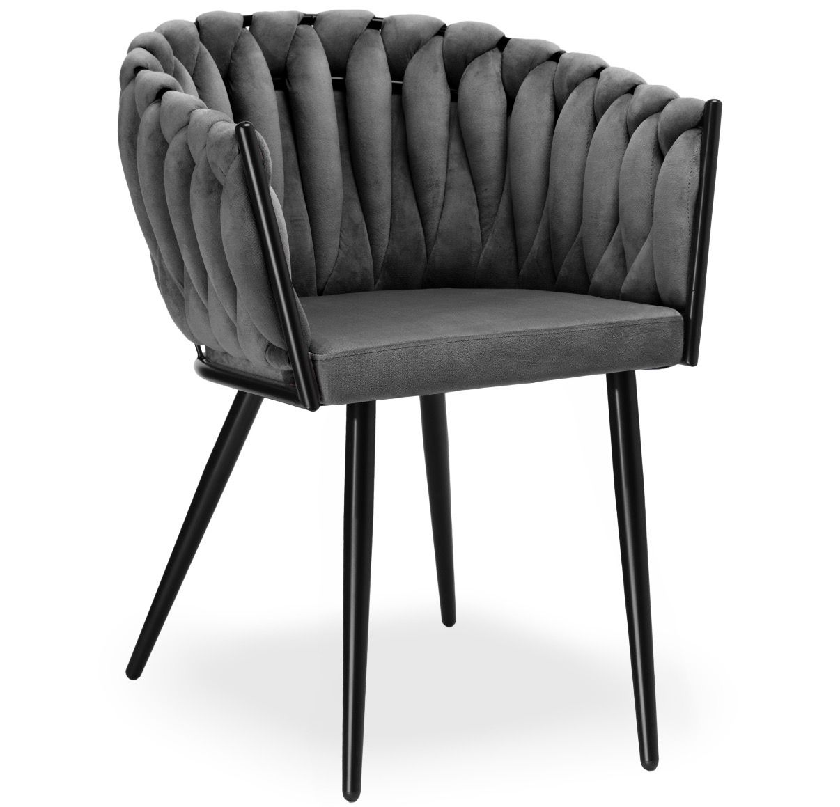 KRZESŁO TAPICEROWANE DO SALONU JADALNI SZARE WELUROWE GLAMOUR