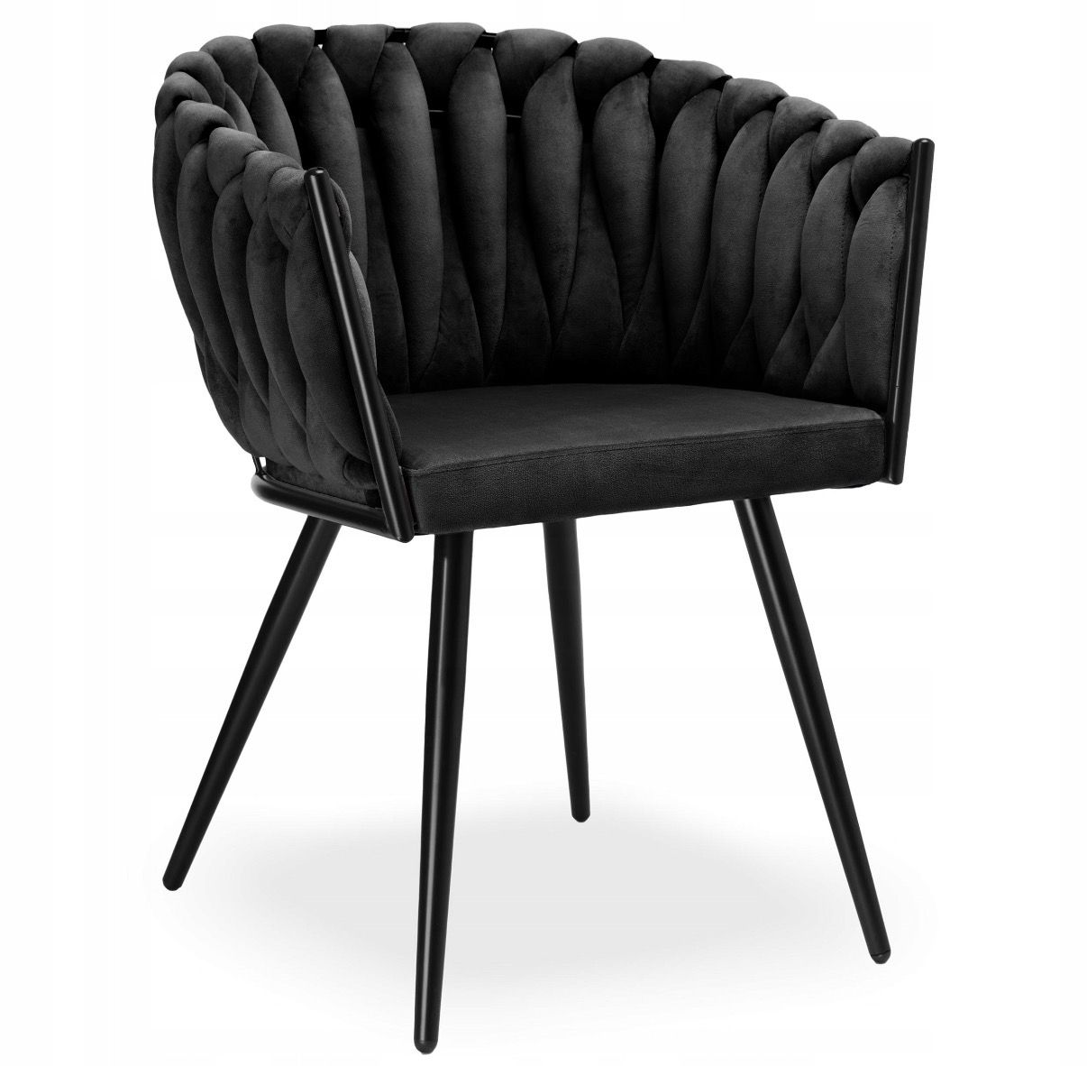 KRZESŁO TAPICEROWANE DO SALONU JADALNI CZARNE WELUROWE GLAMOUR