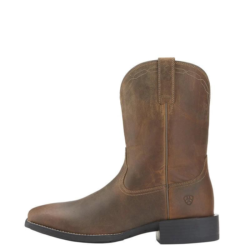 Ariat Mens Heritage Roper Wide Square Toe Distressed Brown Boot