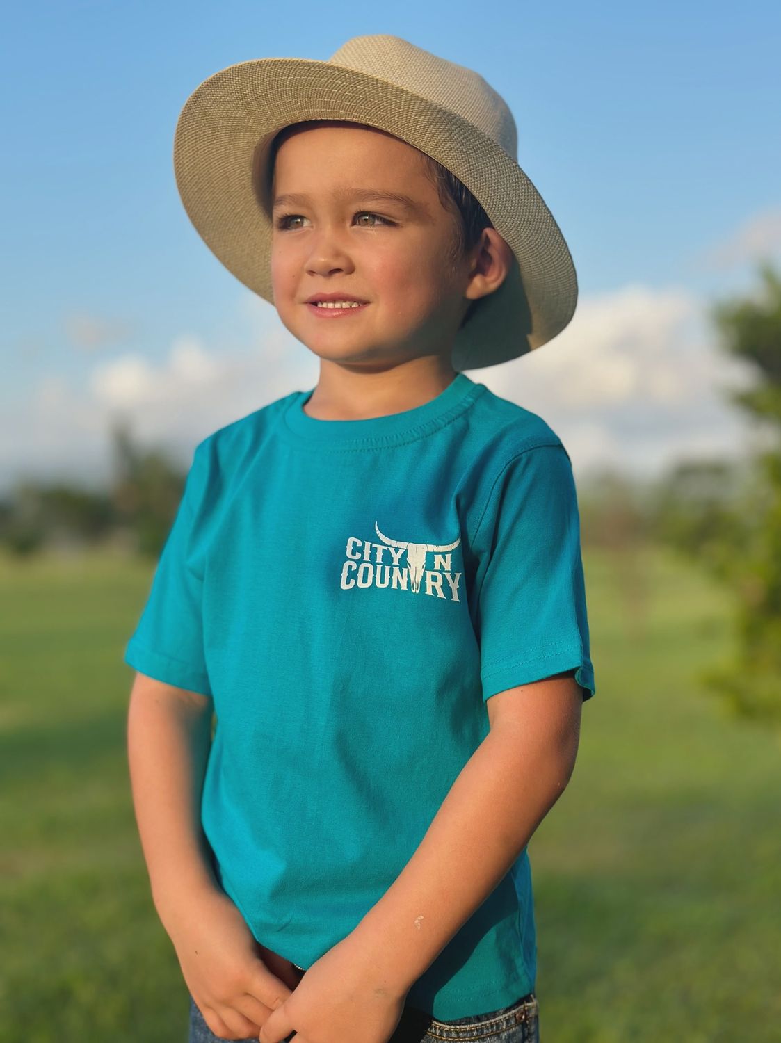 City N Country Kids Classic Turquoise and White T-Shirt, Color: Turquoise, Size: 00