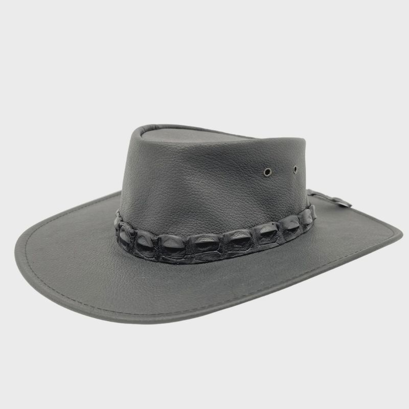 Jacaru Wild Roo Croc Digger Black Leather Hat