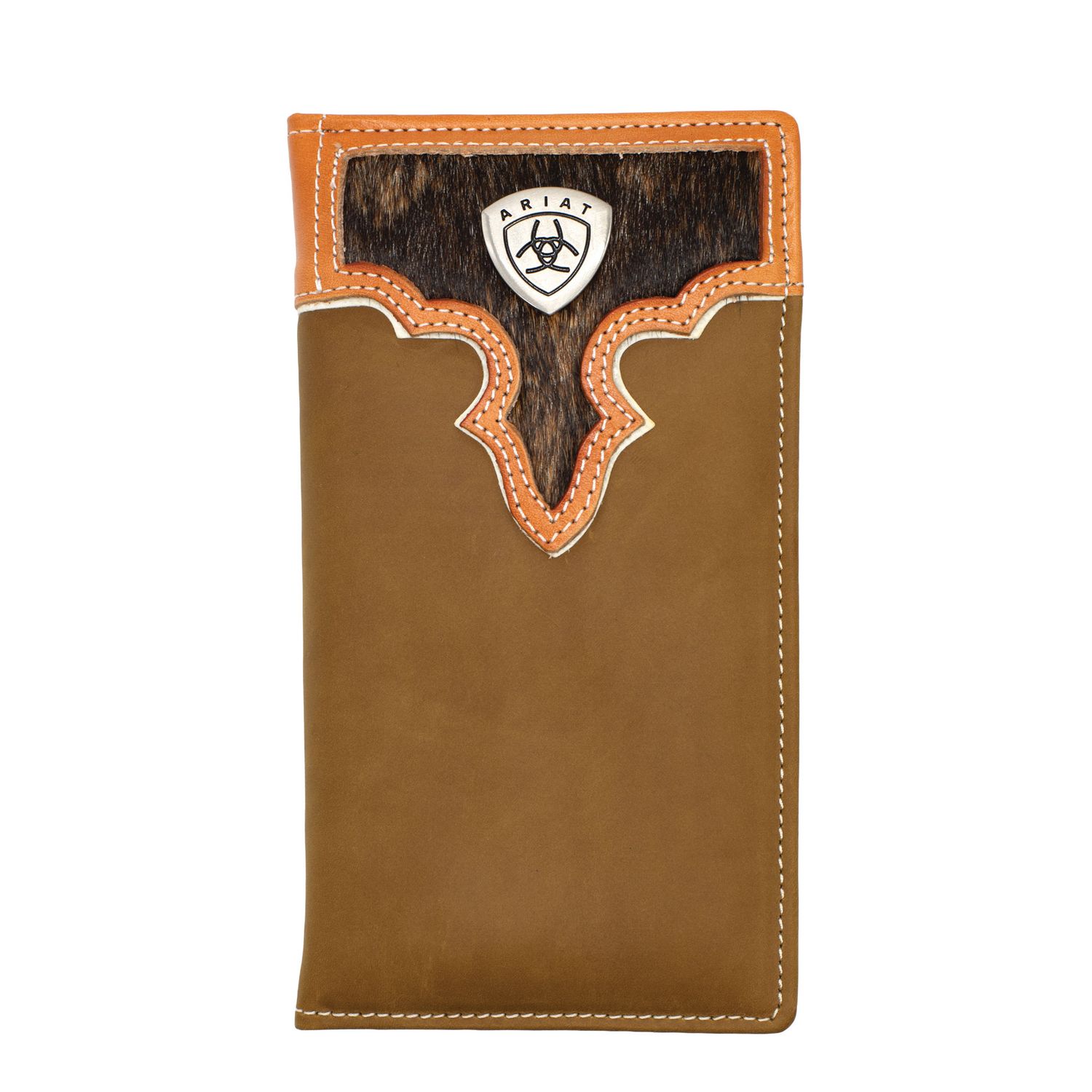 Ariat Rodeo Two Toned Hair On Brown Leather Wallet