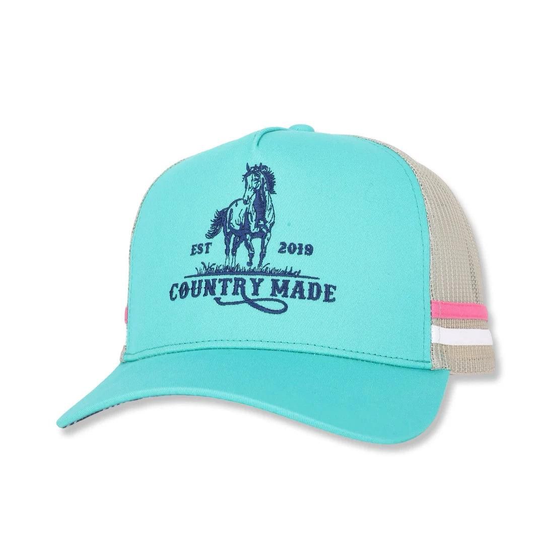 Aussie Footy Shorts Country Made Horse Aqua Trucker Cap