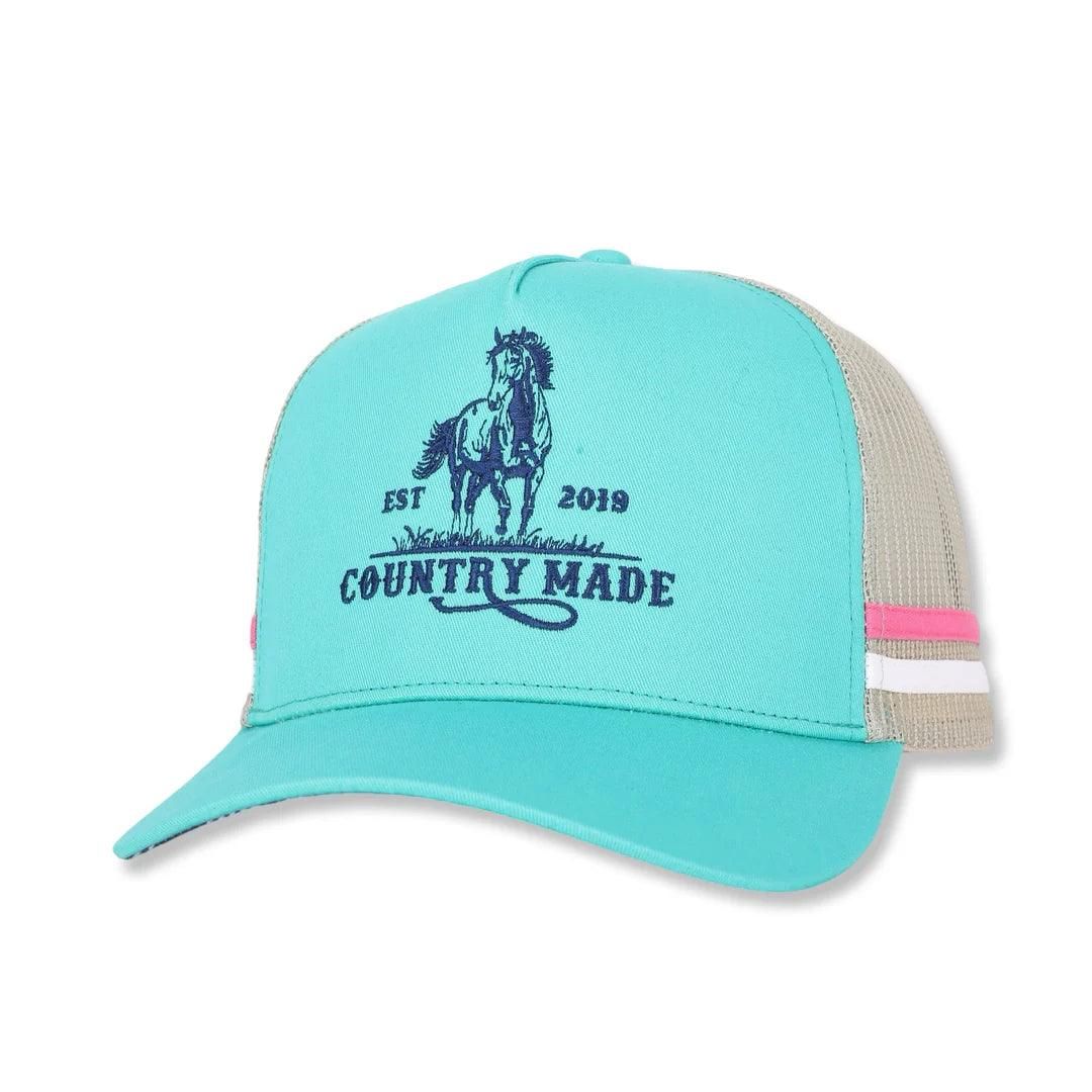 Aussie Footy Shorts Country Made Horse Aqua Trucker Cap