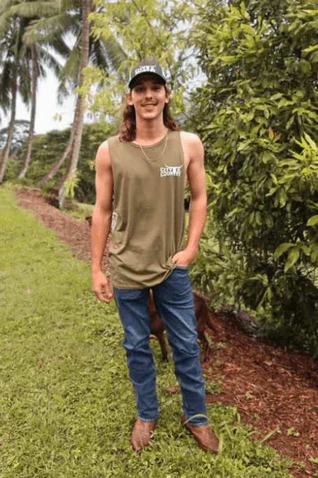 City N Country Mens Classic Army Tank, Color: Army Green, Size: S