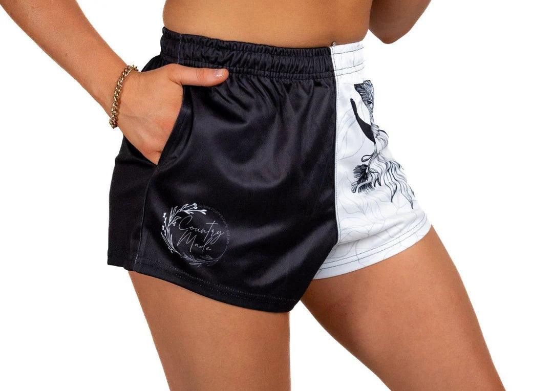Aussie Footy Shorts Adult Bull Skull Black Footy Short, Size: XS
