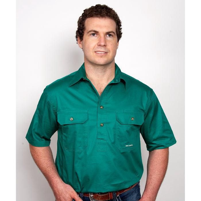 Just Country Mens Adam Short Sleeve Dark Green Work Shirt