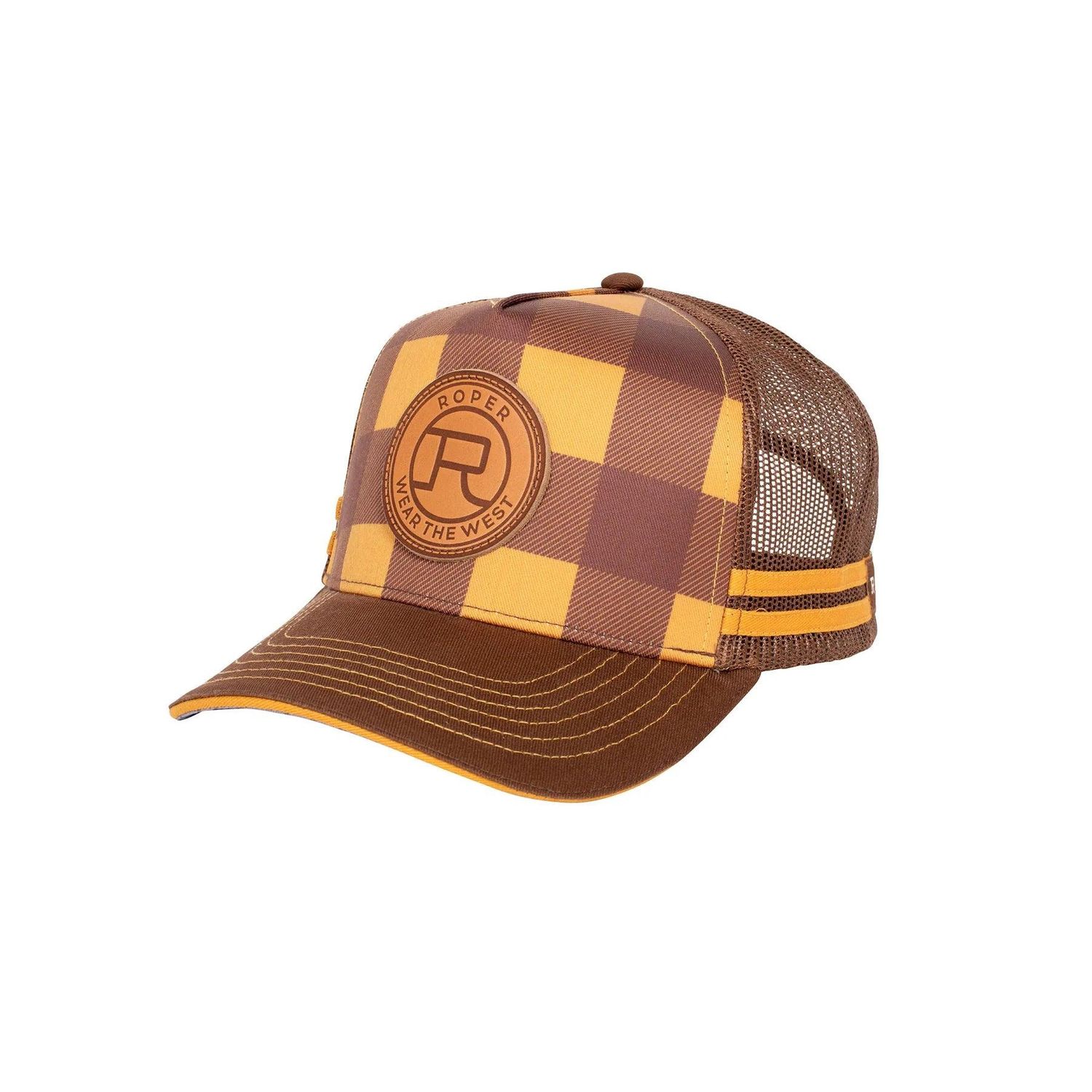 Roper Plaid Mustard and Brown Trucker Cap