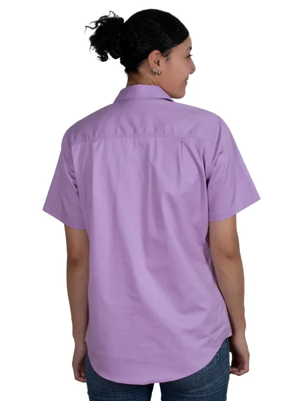 Just Country Ladies Evie Half Button Short Sleeve Orchid Work Shirt