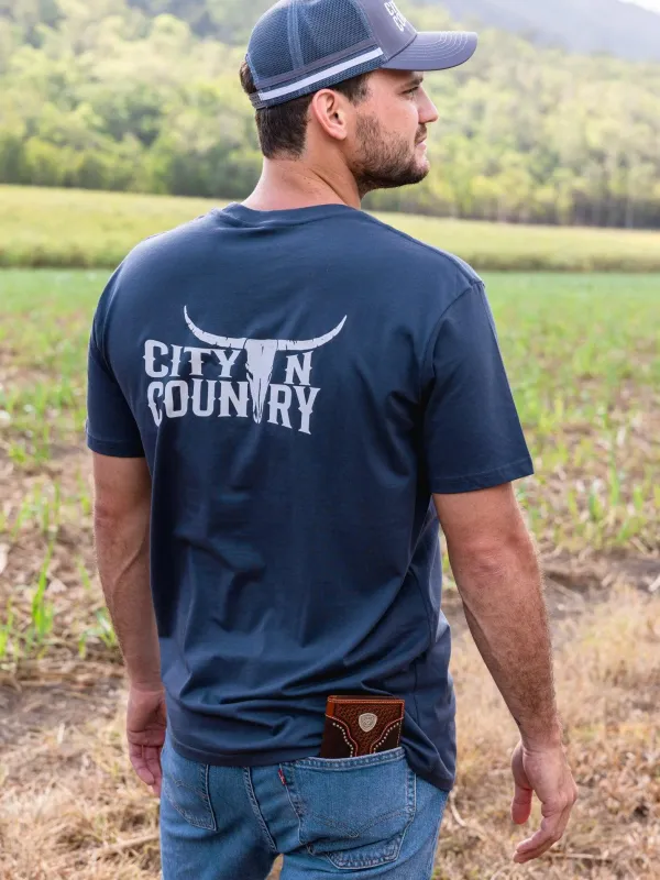 City N Country Mens Classic Petrol Blue T-Shirt