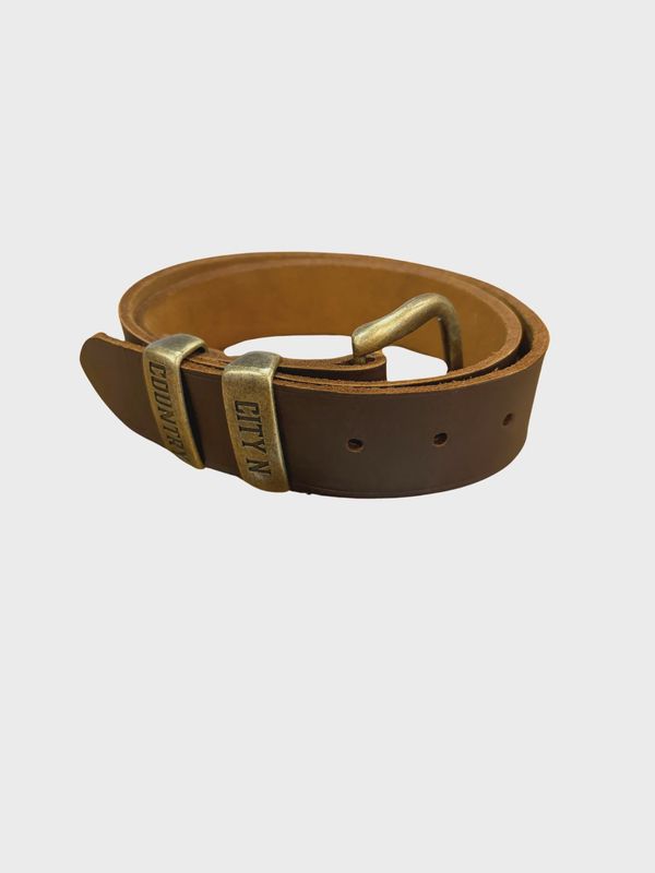 City N Country Australian Made Brown Leather Belt with Bronze Buckle