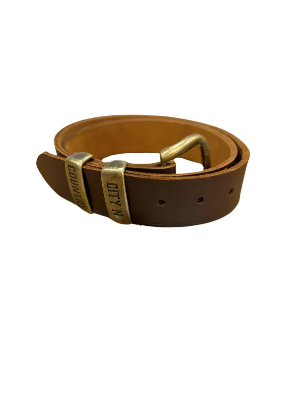 City N Country Australian Made Brown Leather Belt with Bronze Buckle