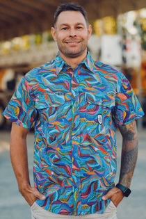 Trademutt Mens Full Button Short Sleeve Snazzy Work Shirt, Size: XS