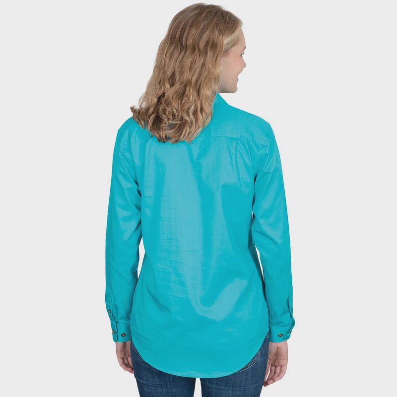 Just Country Ladies Jahna Half Button Long Sleeve Turquoise Work Shirt
