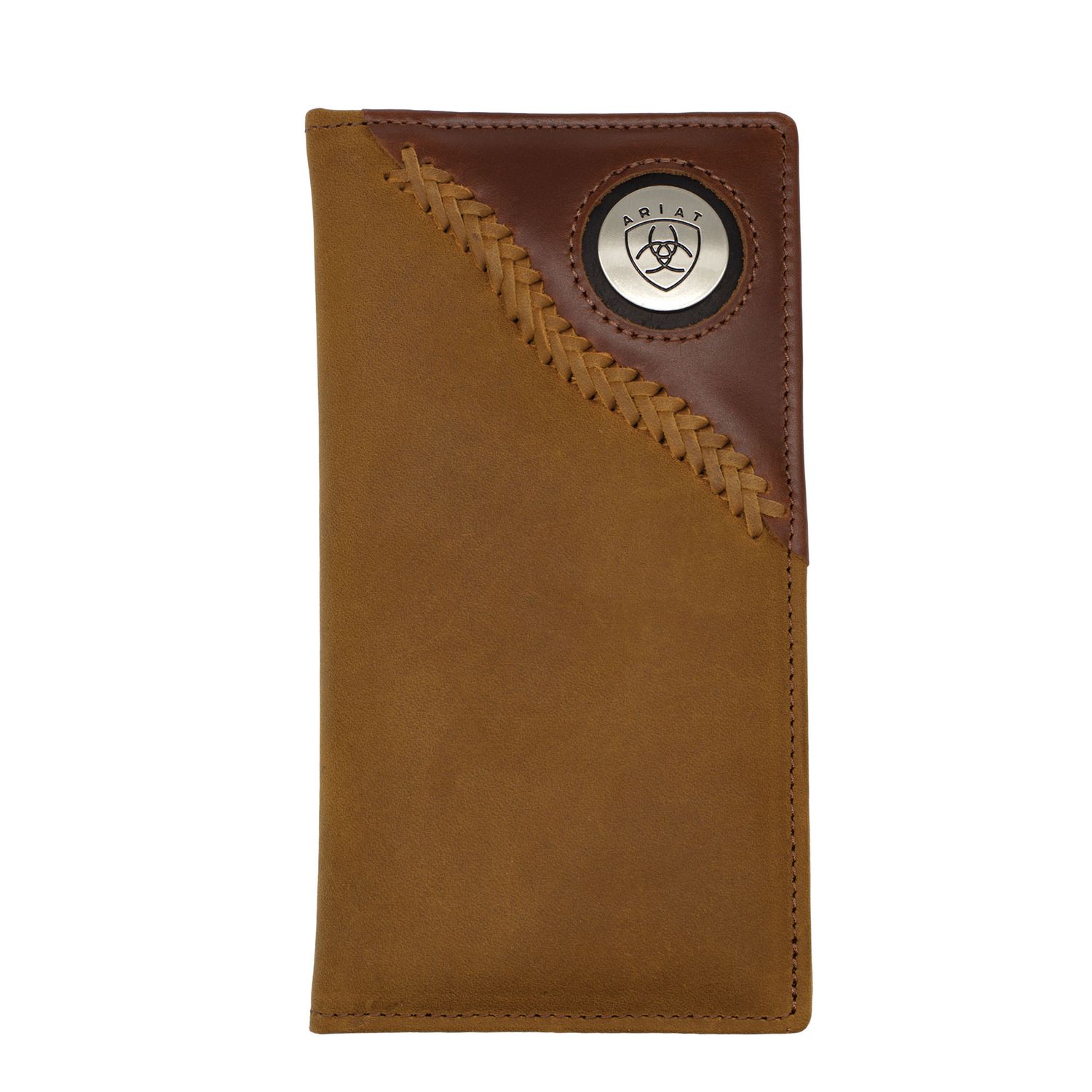 Ariat Rodeo Two Toned Stitched Mahogany and Brown Leather Wallet