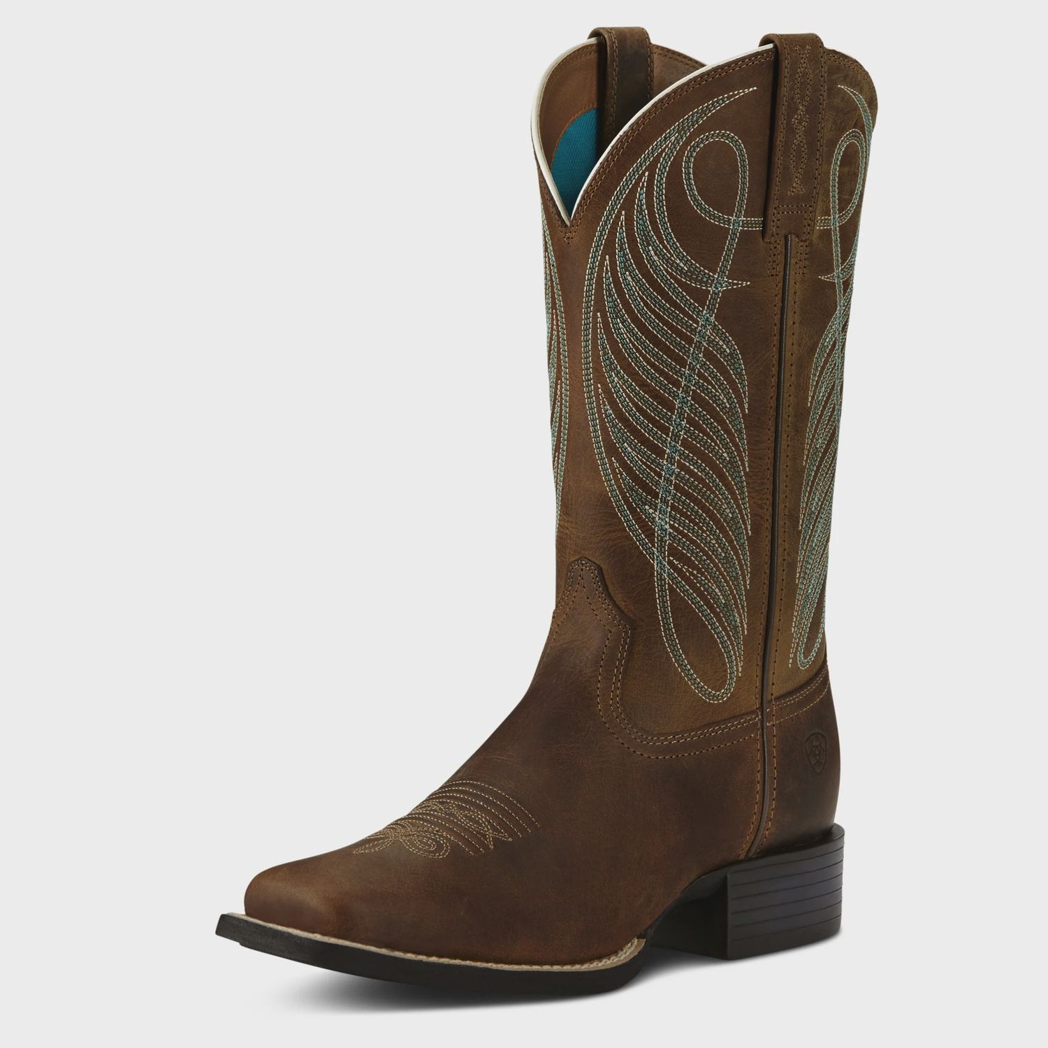 Ariat Ladies Round Up Wide Square Toe Powder Brown Boot, Size: 6C