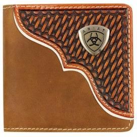 Ariat Bi Fold Basket Weave Overlay Leather Wallet