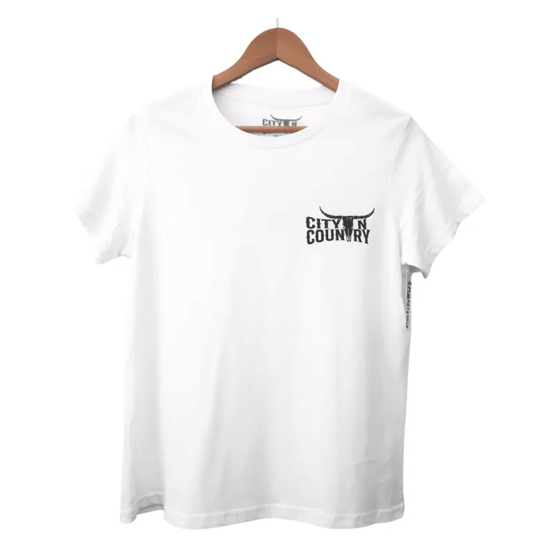 City N Country Ladies Classic White and Black T-Shirt