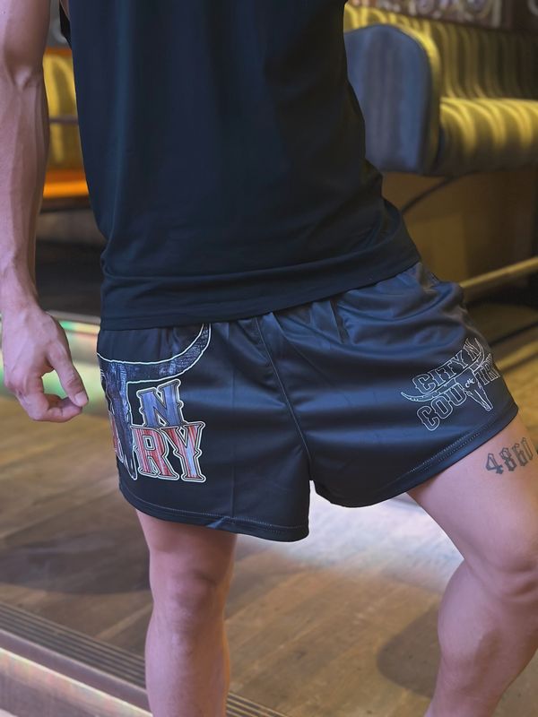 City N Country Adult Classic Black Footy Short
