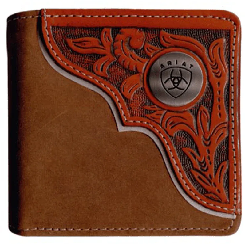Ariat Bi Fold Tooled Overlay Leather Wallet