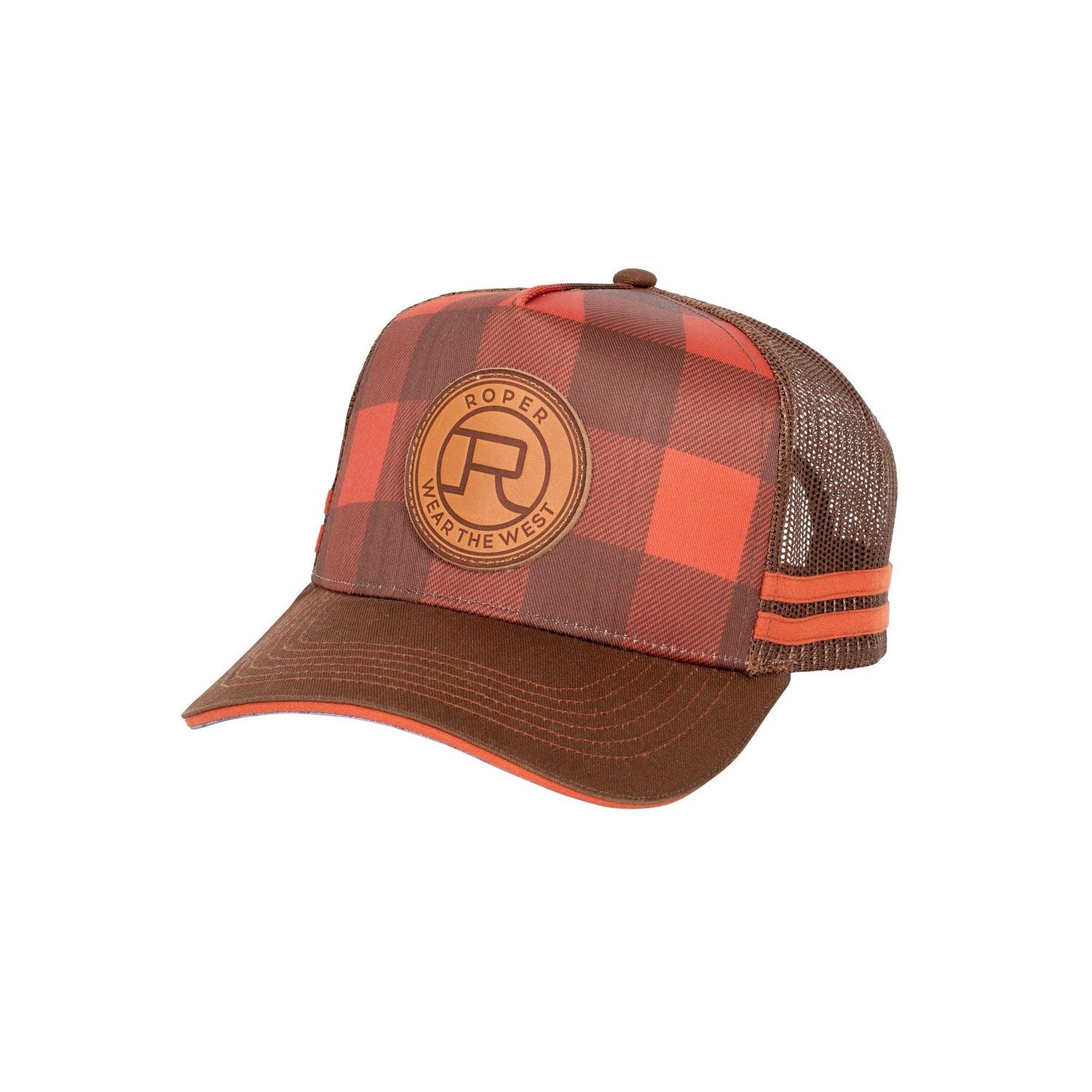 Roper Plaid Rust and Brown Trucker Cap