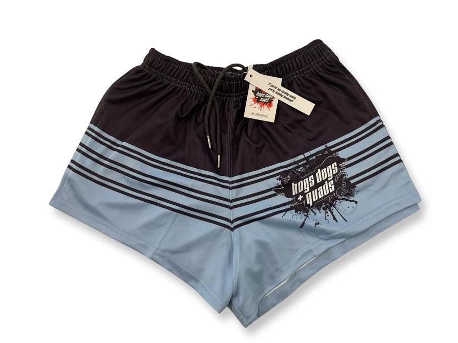 Hogs Dogs And Quads Adult Blue Stripe Footy Short, Color: Black, Size: S