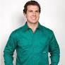 Just Country Mens Evan Full Button Long Sleeve Forest Green Work Shirt, Size: S