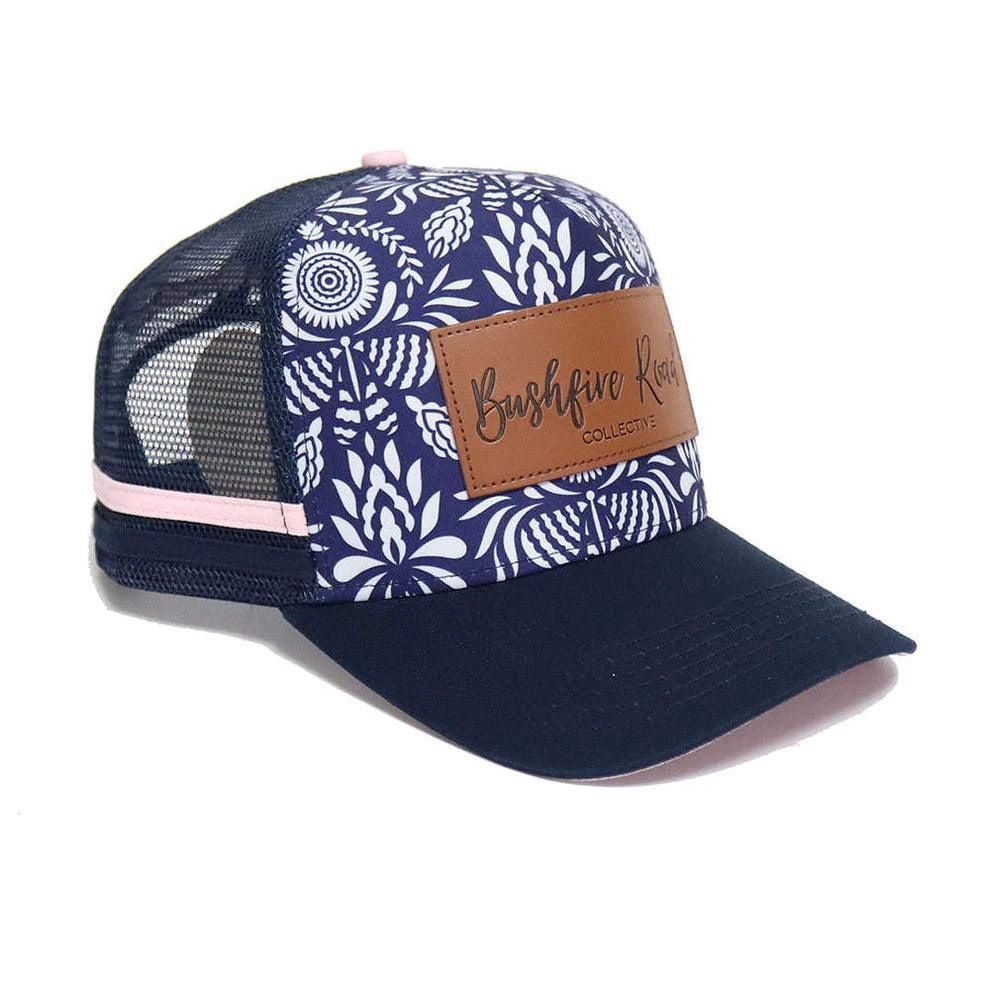 Bushfire Road Navy Floral Trucker Cap