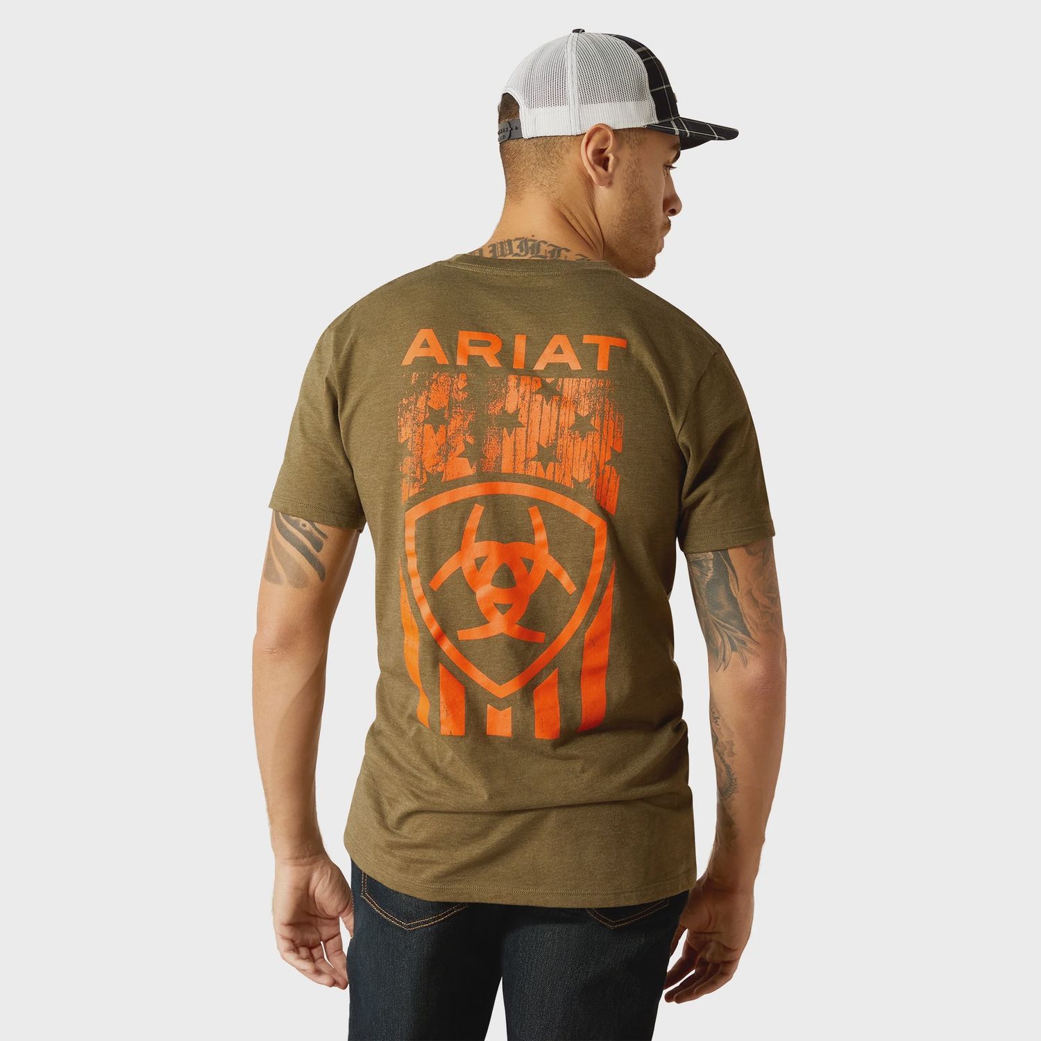 Ariat Mens Grain Flag Military Heather T-Shirt, Color: Military Heather, Size: S