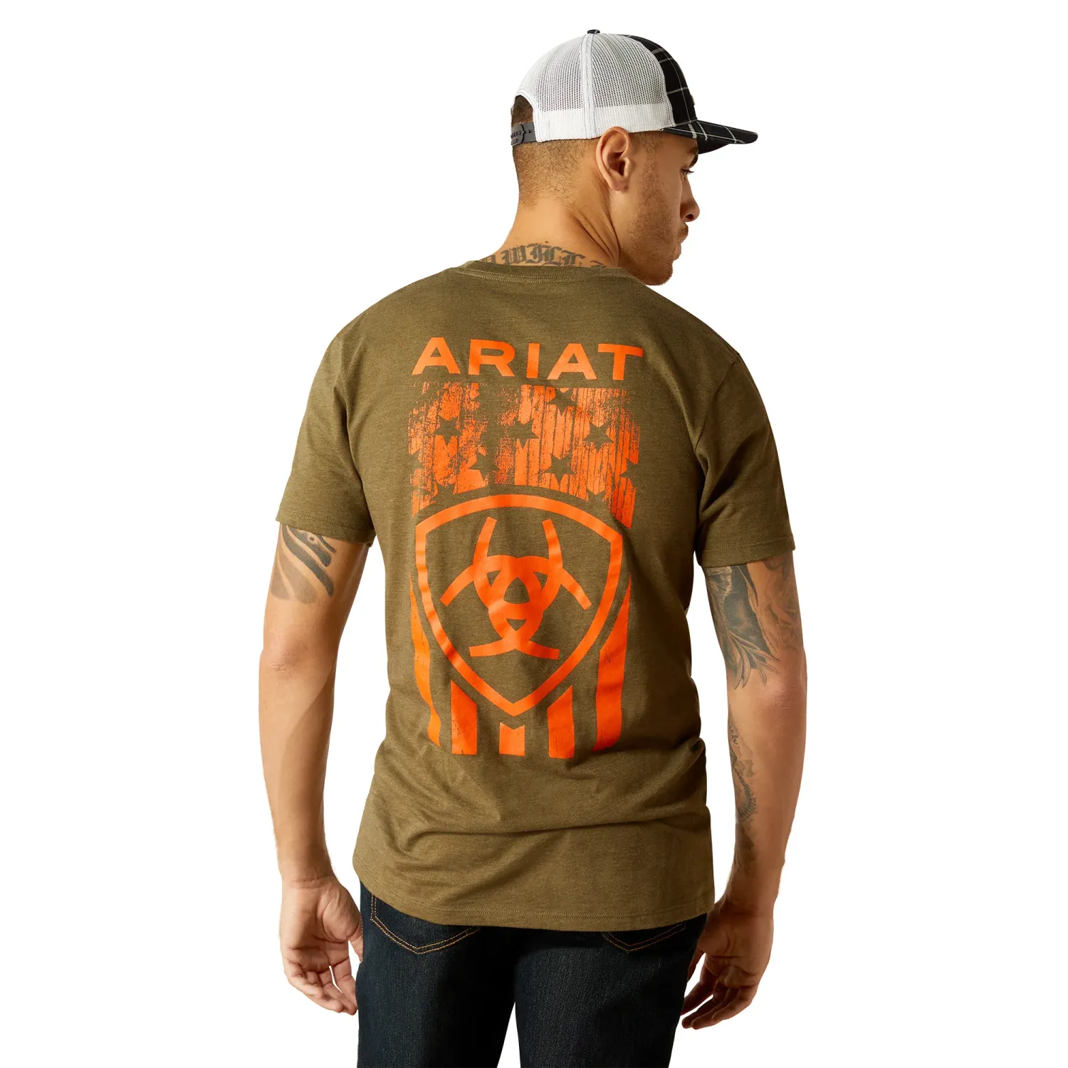 Ariat Mens Grain Flag Military Heather T-Shirt, Color: Military Heather, Size: S