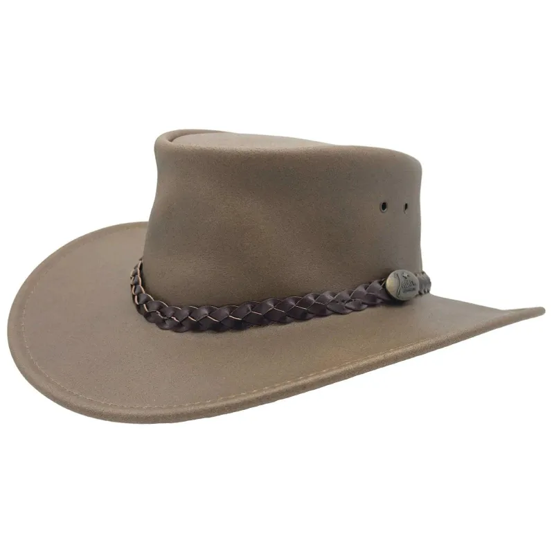 Jacaru Swagman Taupe Leather Hat