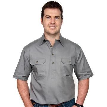Just Country Mens Adam Short Sleeve Steele Grey Work Shirt