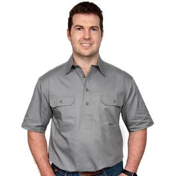Just Country Mens Adam Short Sleeve Steele Grey Work Shirt