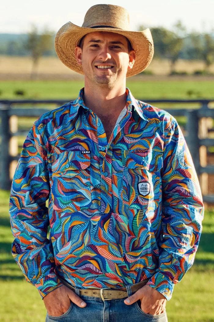 Trademutt Mens Half Button Long Sleeve Snazzy Work Shirt, Size: XS