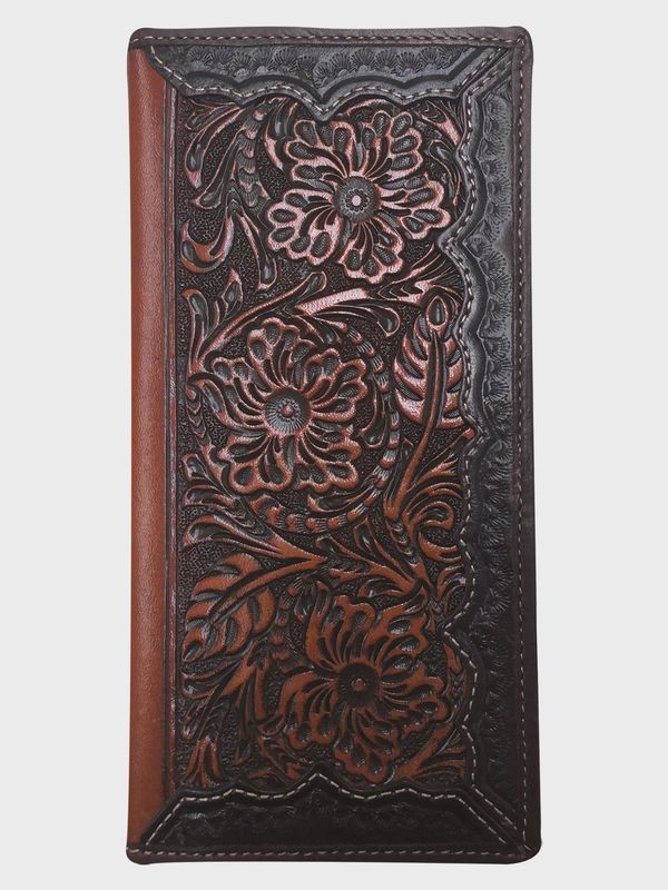 Roper Rodeo Tooled Leather Black Wallet