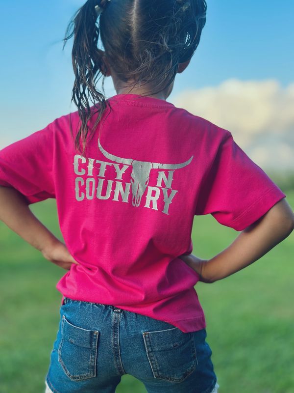 City N Country Kids Classic Hot Pink and Silver T-Shirt